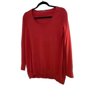 J. Jill silk blend coral pullover sweater with button accents at hips Small